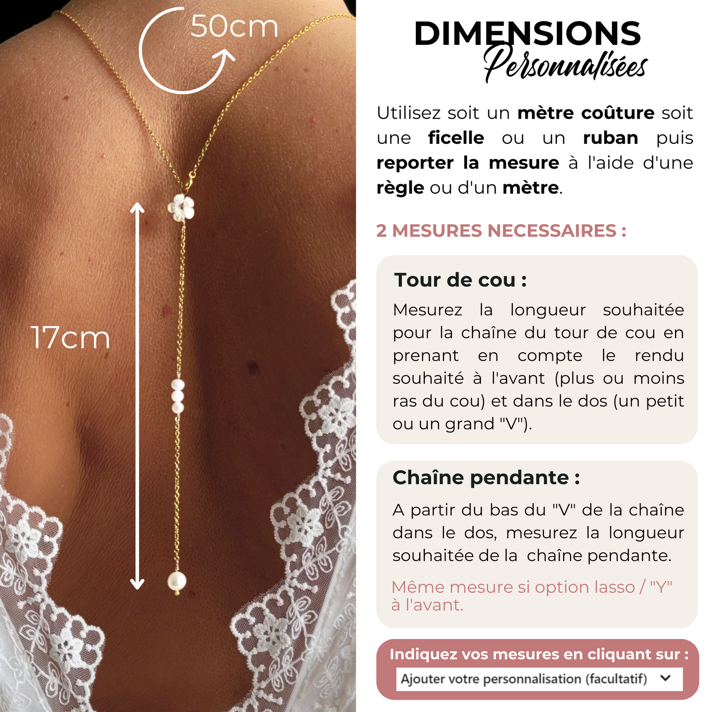 colliers de dos mariage personnalisables