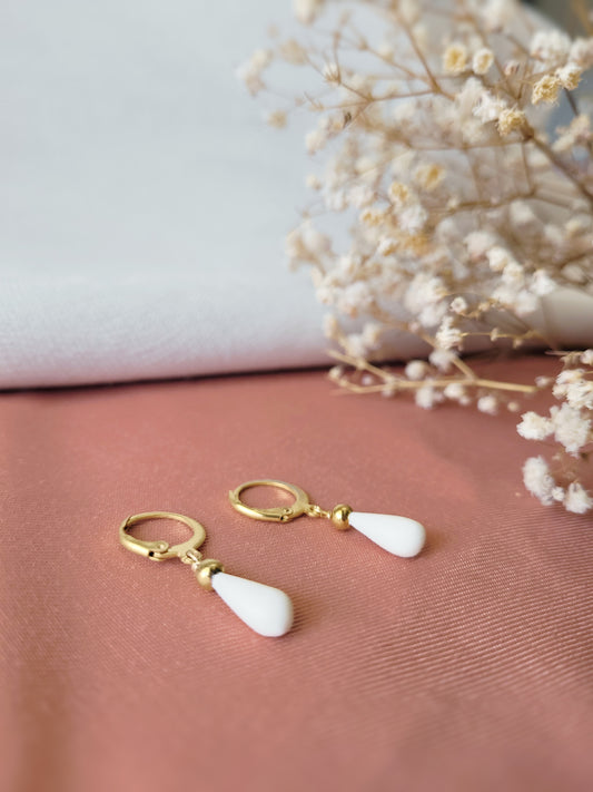 boucles d'oreilles mariée en porcelaine