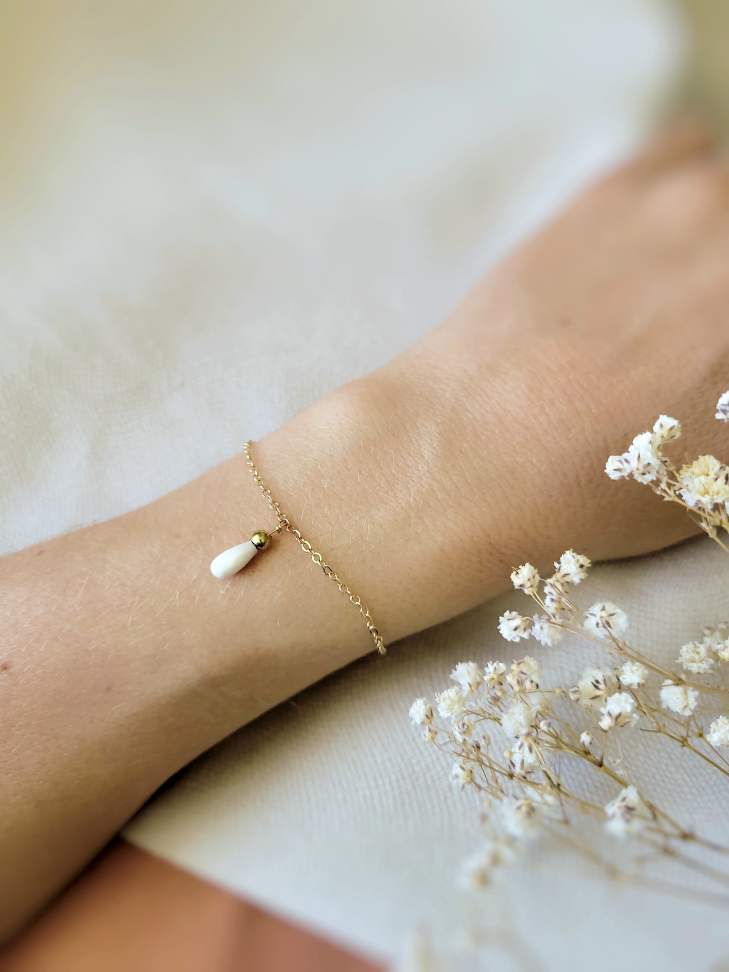 bracelet goutte en porcelaine mariée