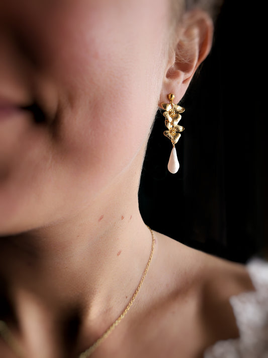 Boucles d'oreilles mariage porcelaine