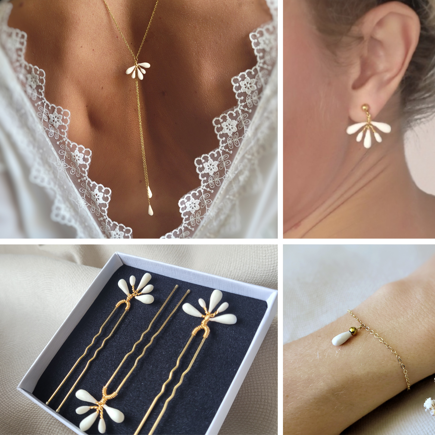 Parure bijoux mariage porcelaine