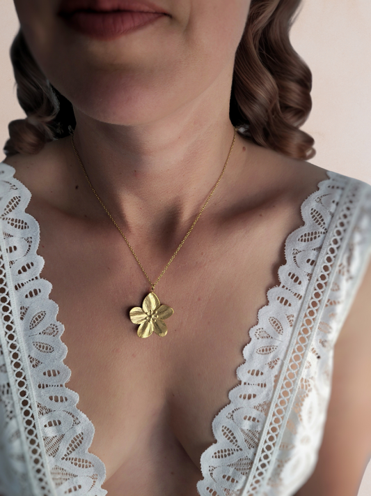 Collier grand pendentif fleur - ANEMONE
