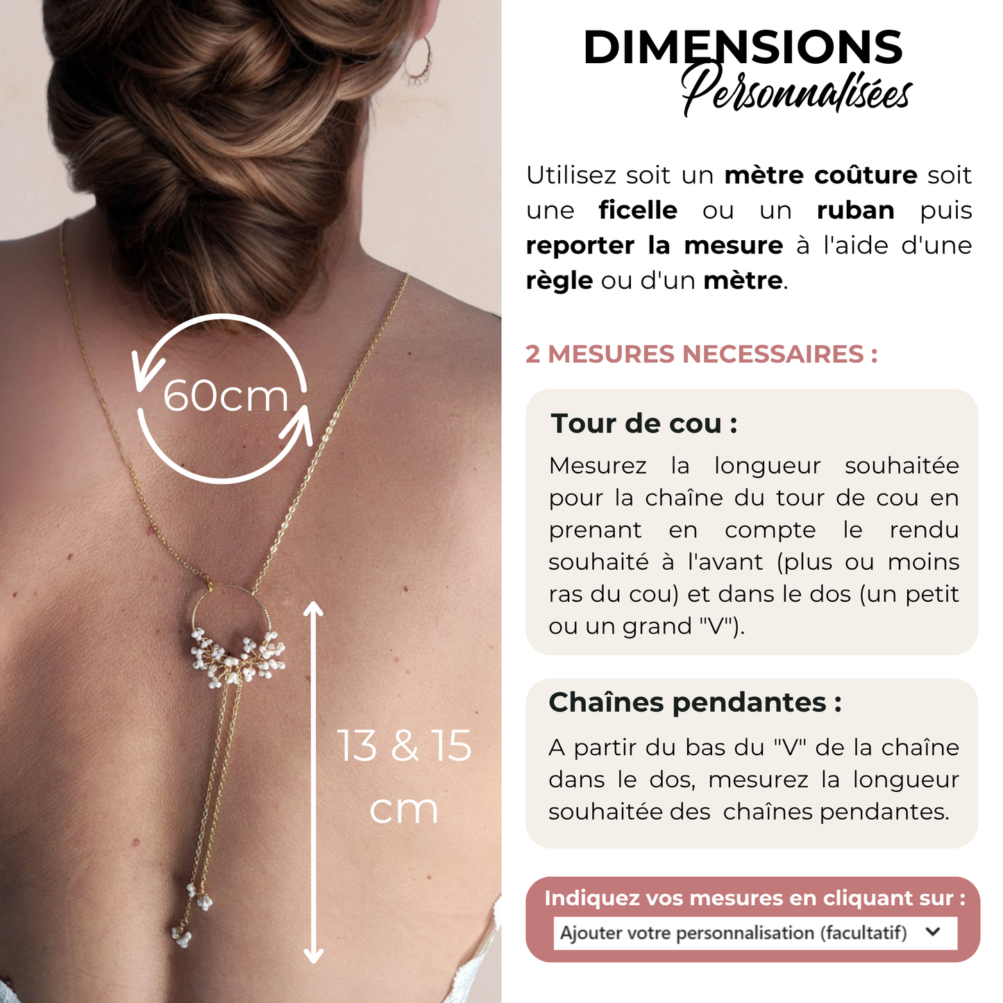 Collier de dos cercle et perles - GRAND GYPSOPHILE