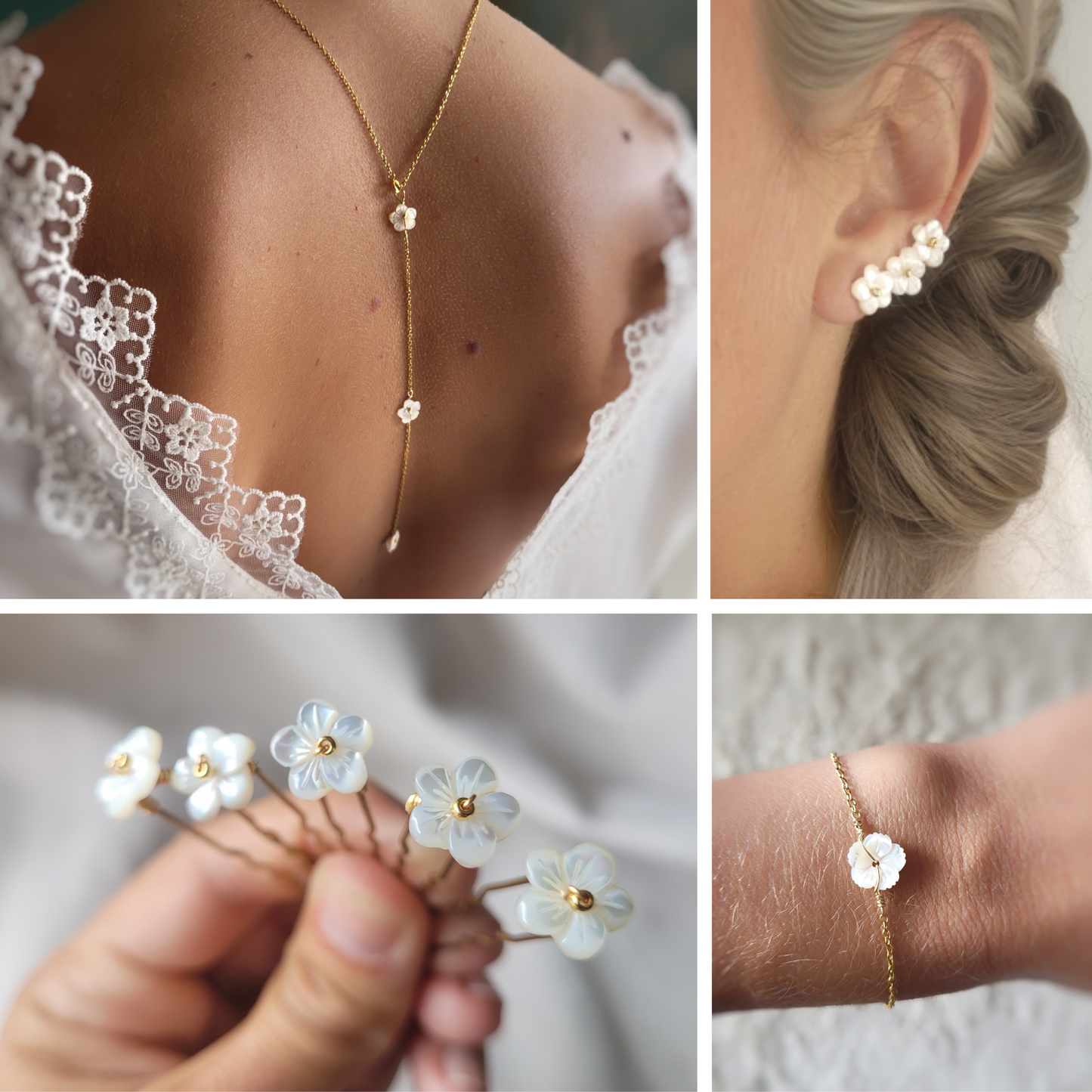 parure bijoux mariage fleurs blanches