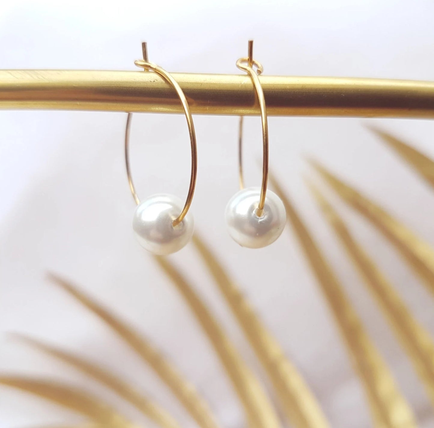 Créoles perles minimaliste mariée