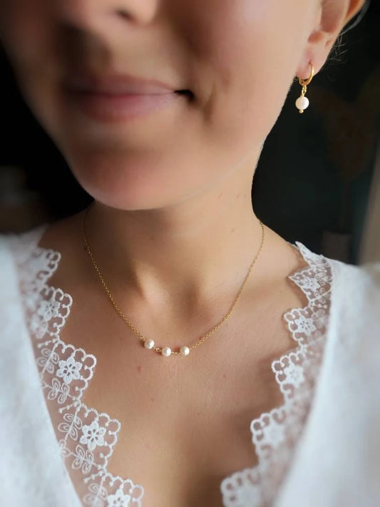 Parure bijoux mariage perle minimaliste