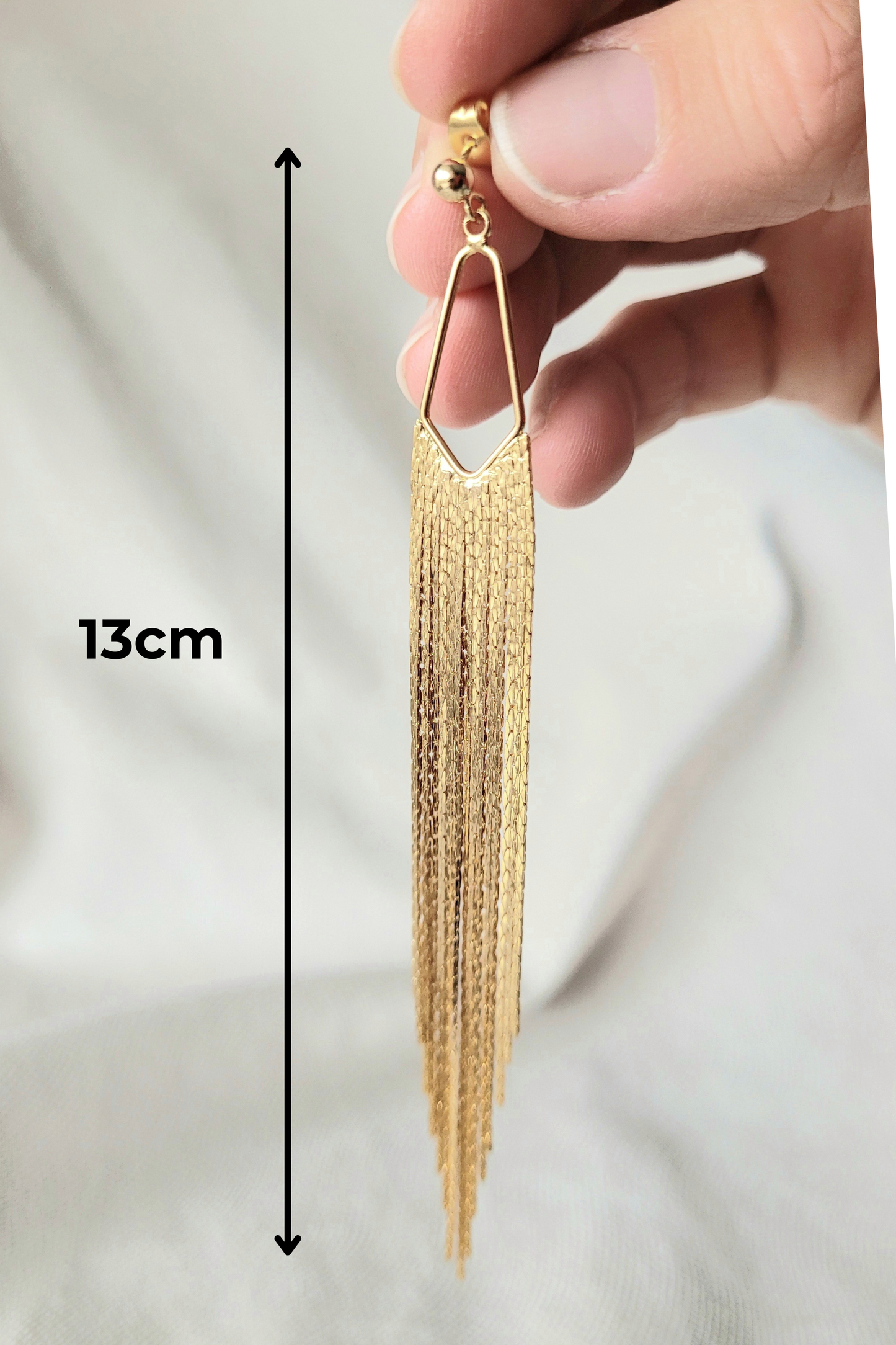 boucles oreilles frange de chaines dorées