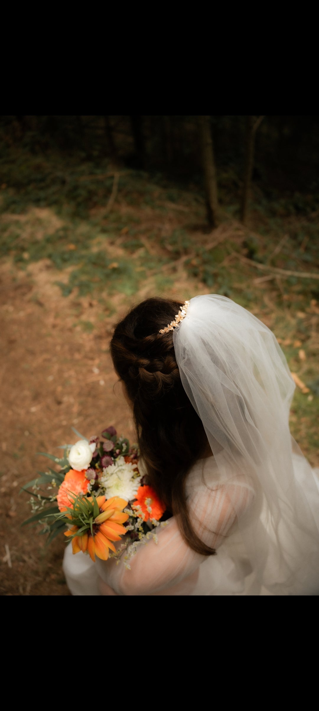 Peigne de mariée fleurs dorées er perle - VICTORIA