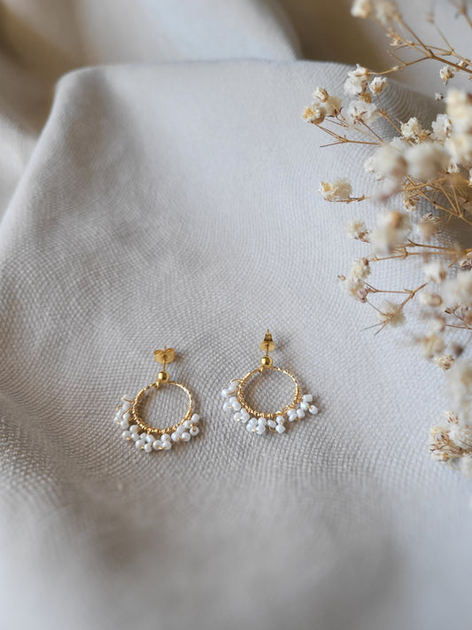boucles d'oreilles cercle et perles tissées