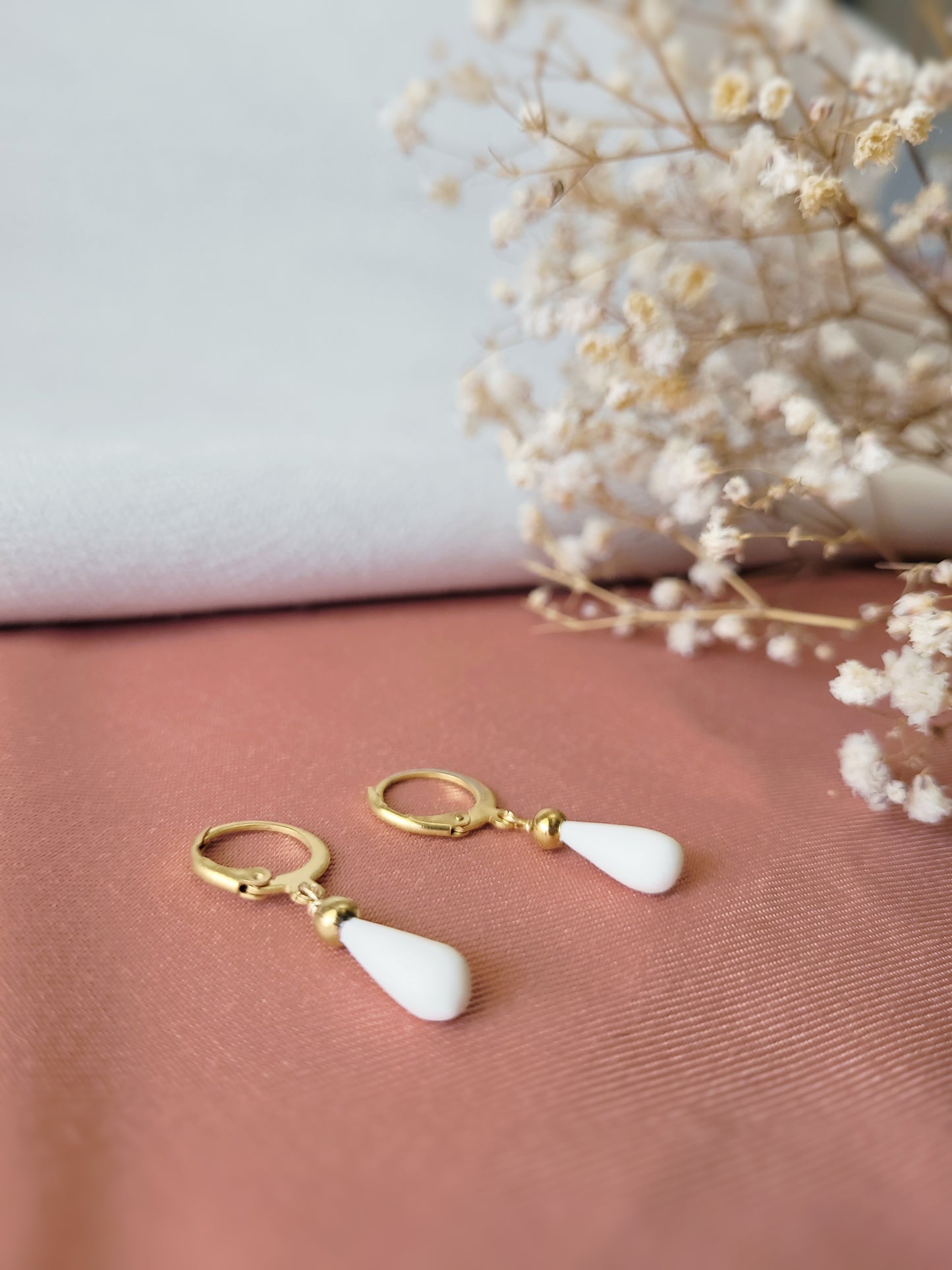 boucles d'oreilles mariée en porcelaine