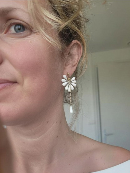 Boucles d'oreilles porcelaine mariage bohème chic