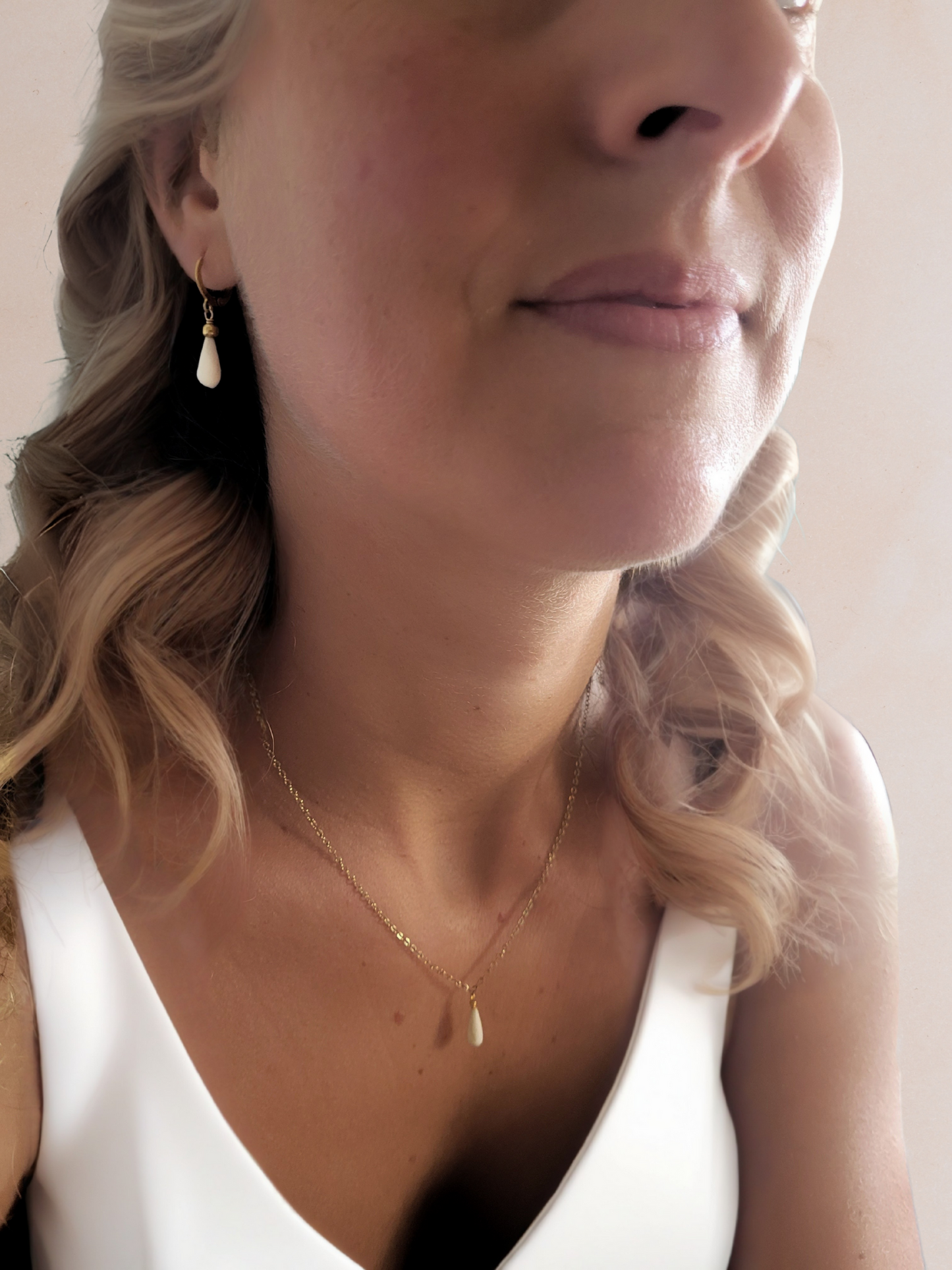 Boucles d'oreilles Goutte en porcelaine - BIANCA