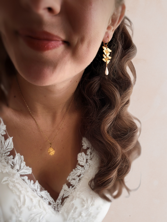 boucles d'oreille mariage en porcelaine