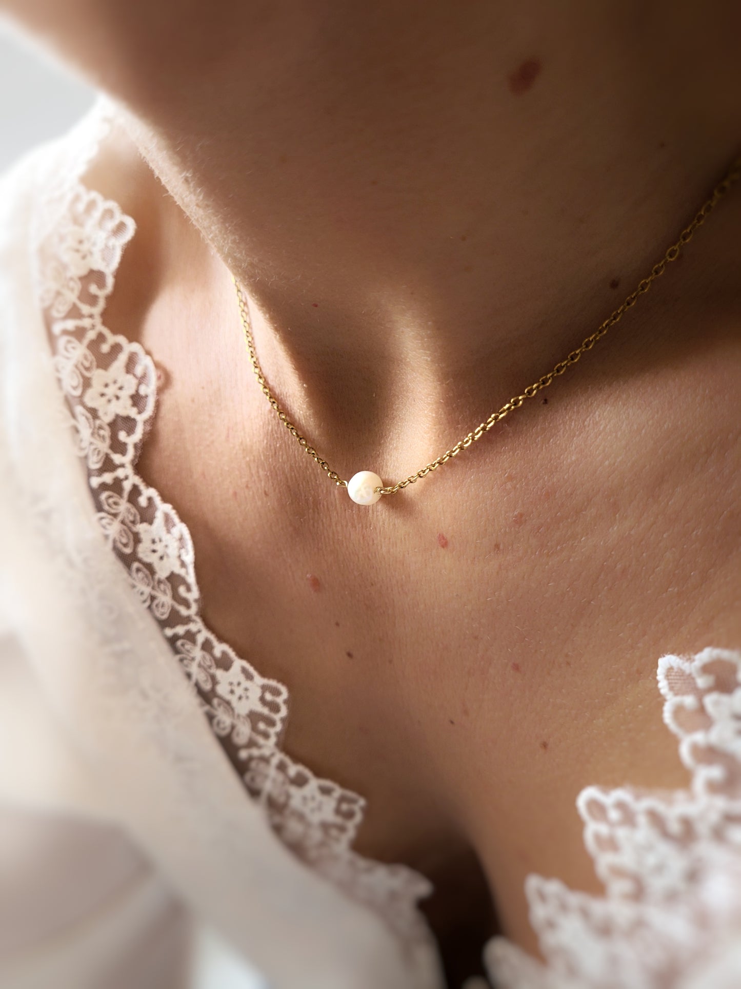 collier mariage perle solitaire de culture