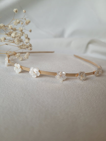 Serre tête fleur blanche - FLORA