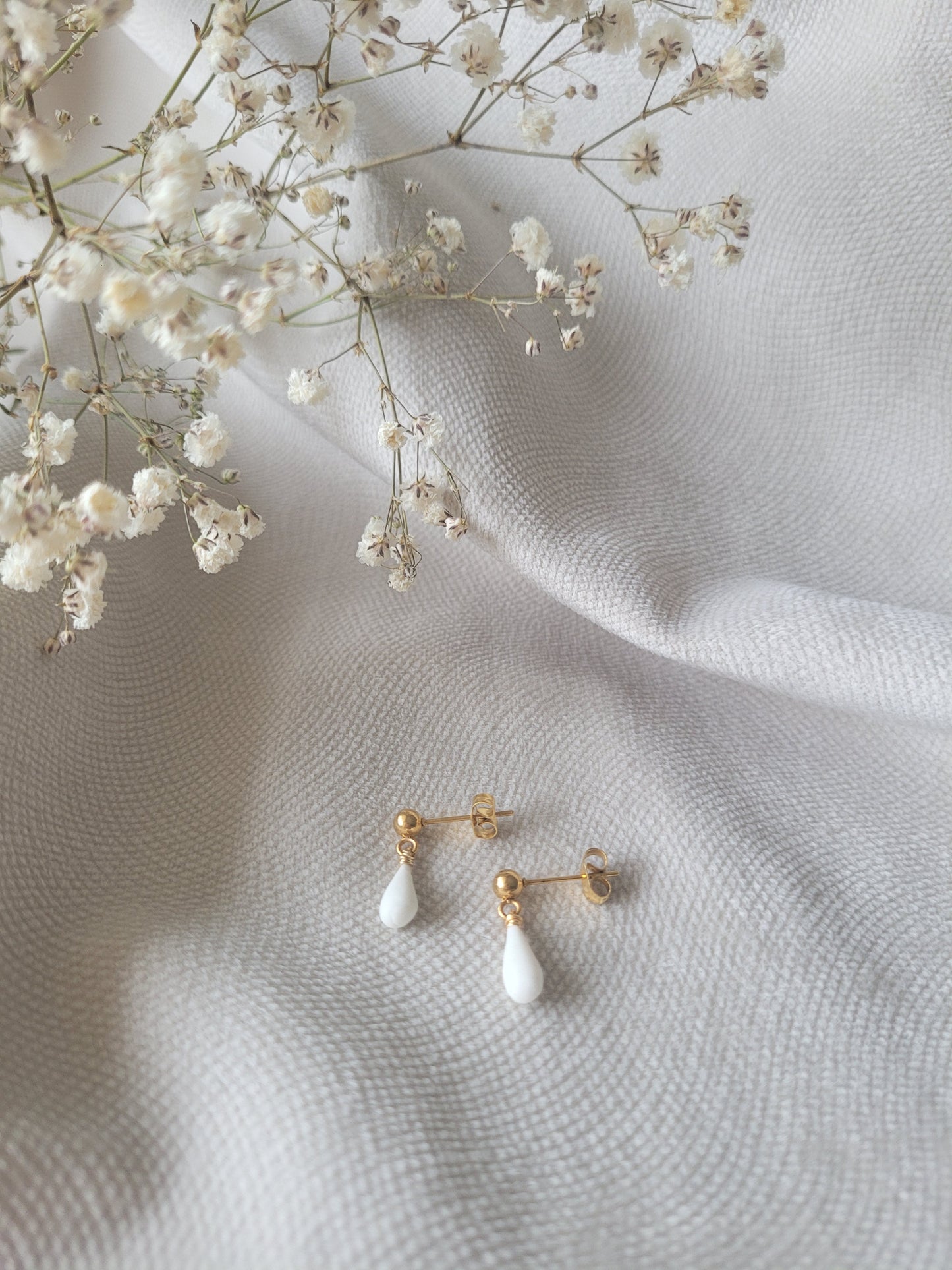 boucles c'oreilles mariage porcelaine minimaliste