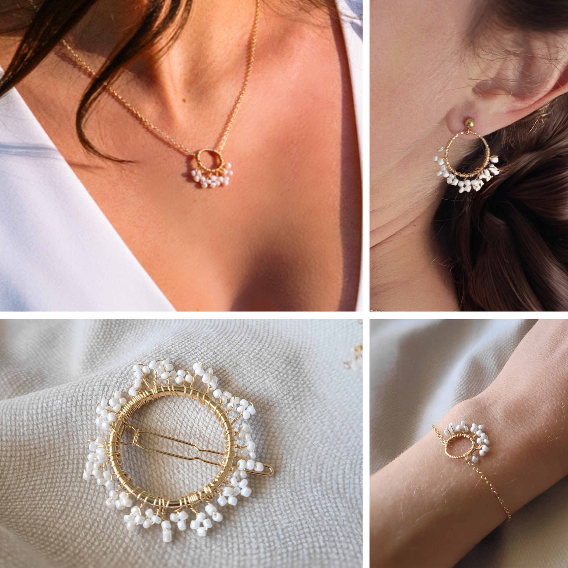 parure bijoux mariage perles blanches