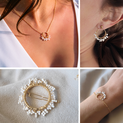 parure bijoux mariage perles blanches