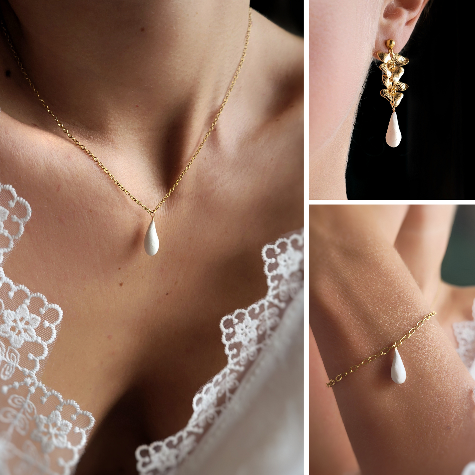 Parure bijoux en porcelaine mariage