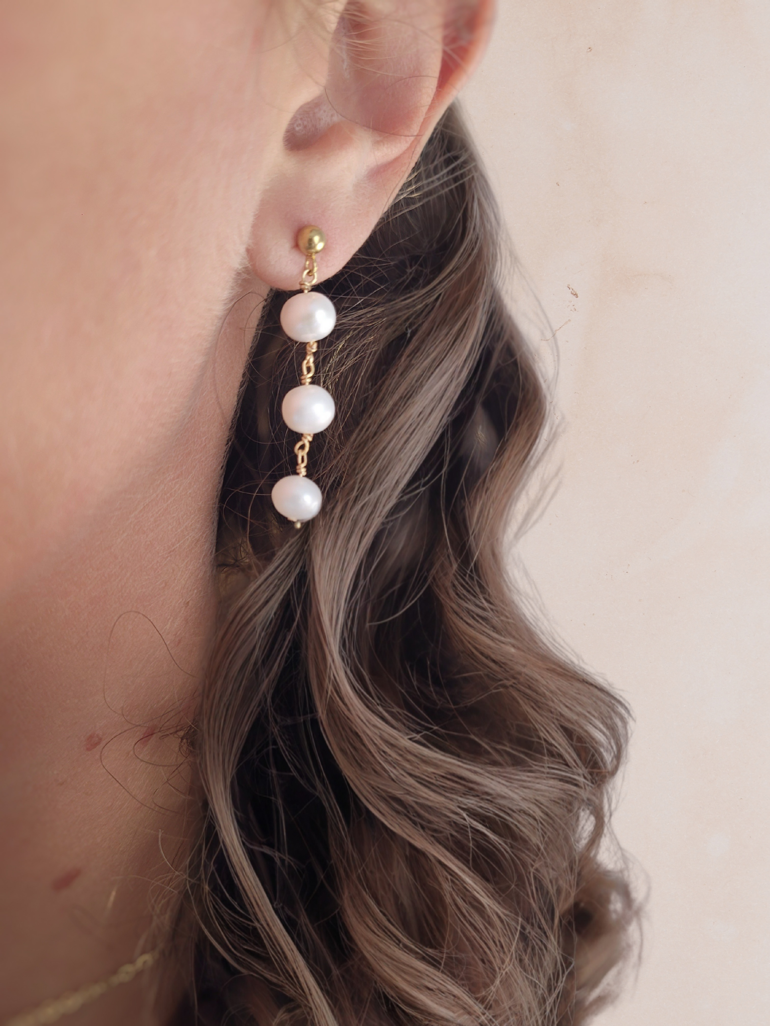 Boucles d'oreilles triple perles de culture