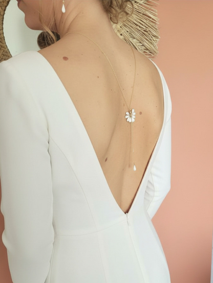Collier de dos eventail en porcelaine - CHARLOTTE