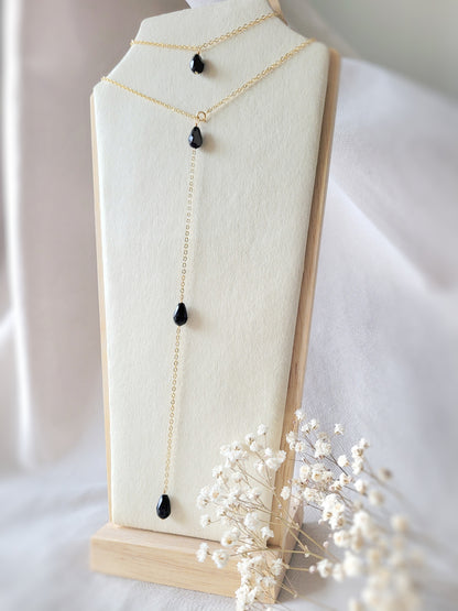 Collier de dos trois perles noires - BLACK SWAN