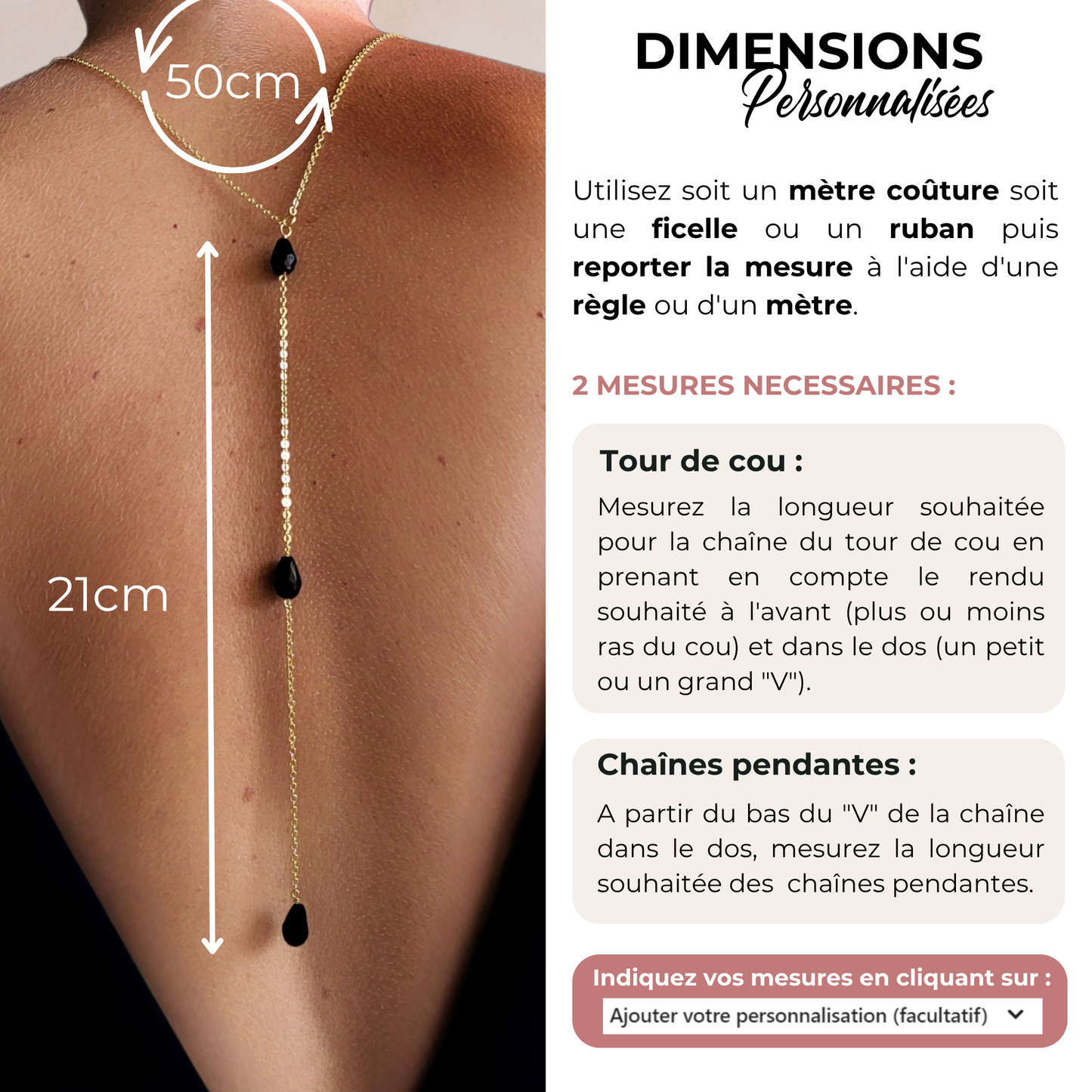 collier de dos personnalisable