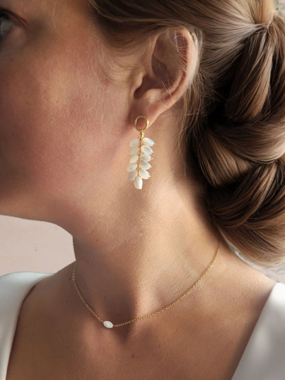 boucles d'oreilles mariage pendantes élégantes