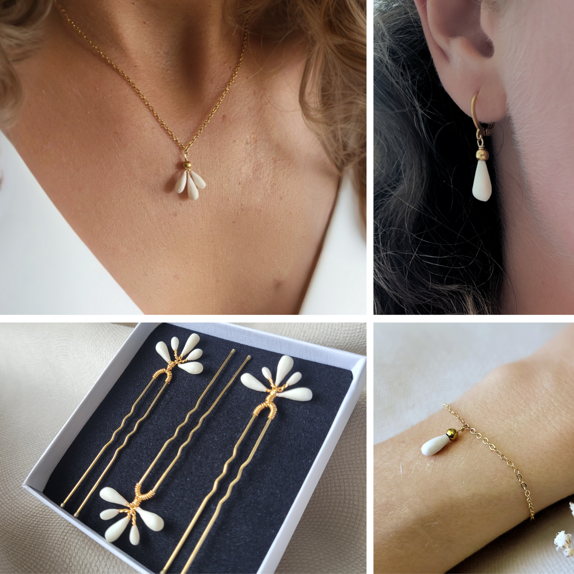 Parure bijoux mariage porcelaine