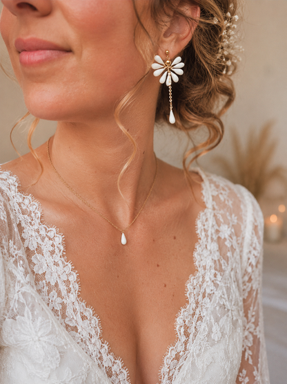 parure de bijoux en porcelaine mariée bohème