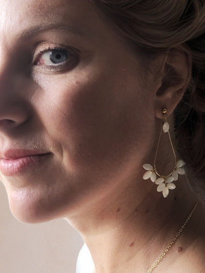 boucles d'oreilles ivoire mariée romantique