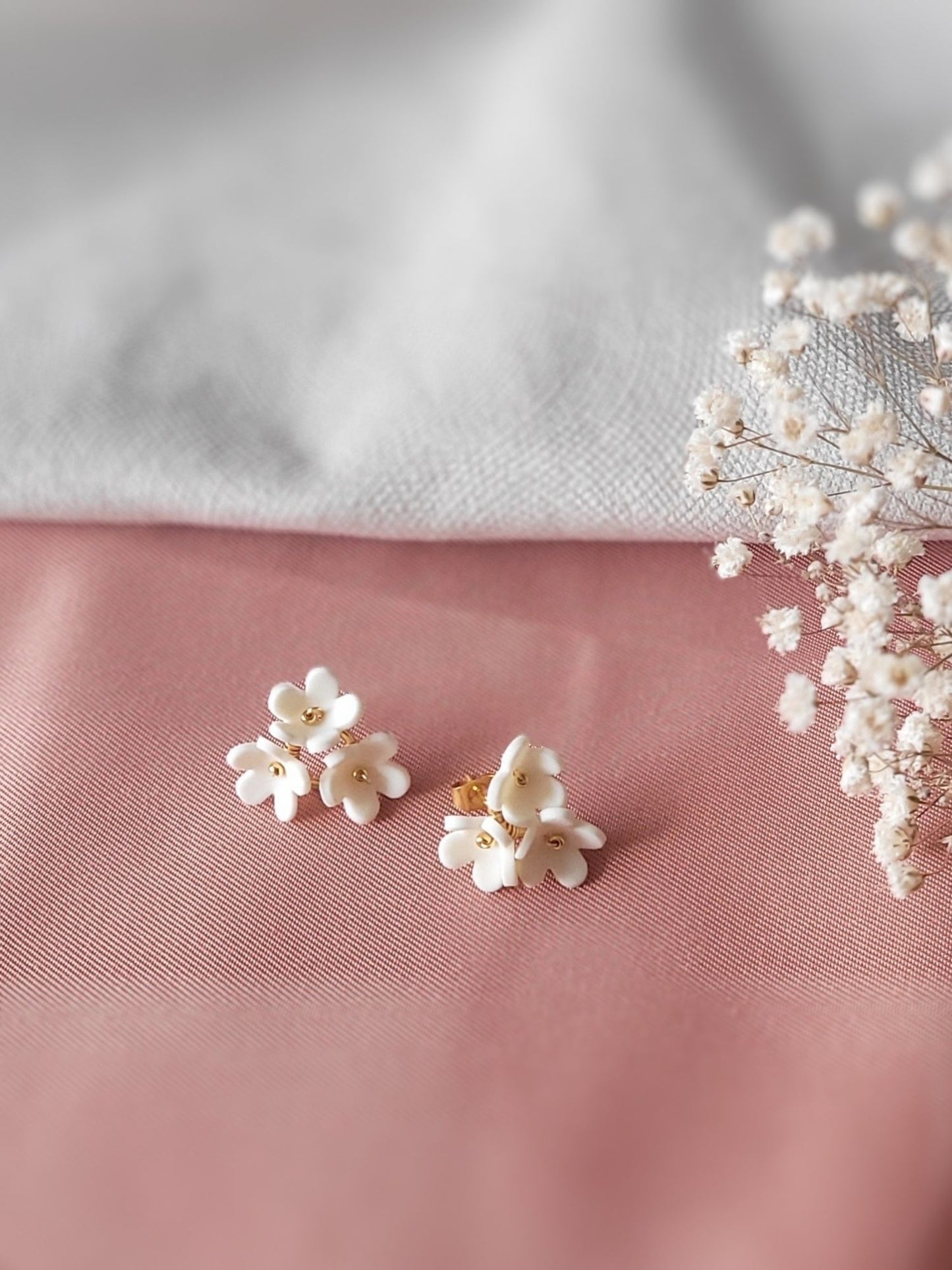 boucles d'oreilles de mariée en porcelaine 