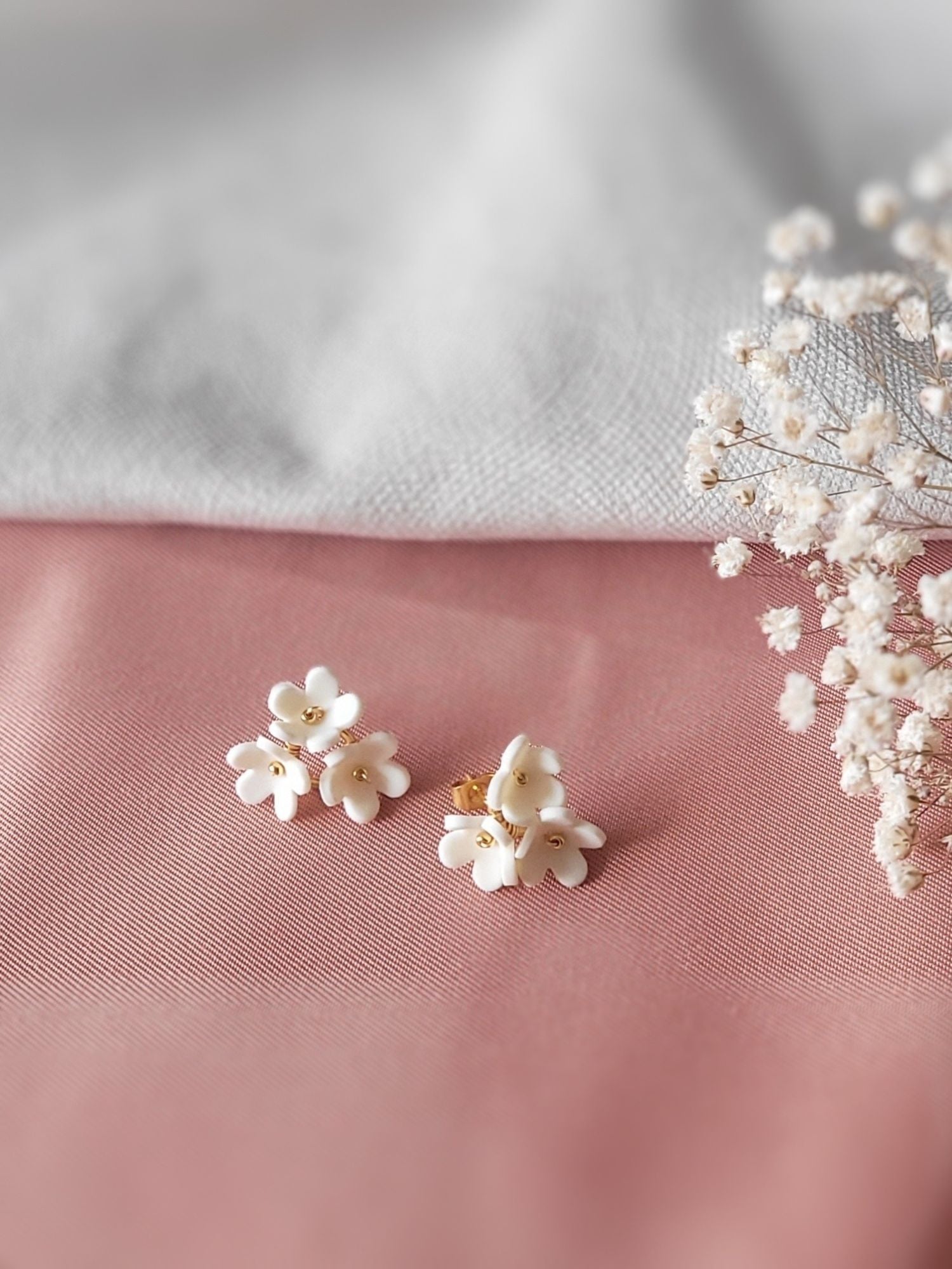 boucles d'oreilles de mariée en porcelaine 