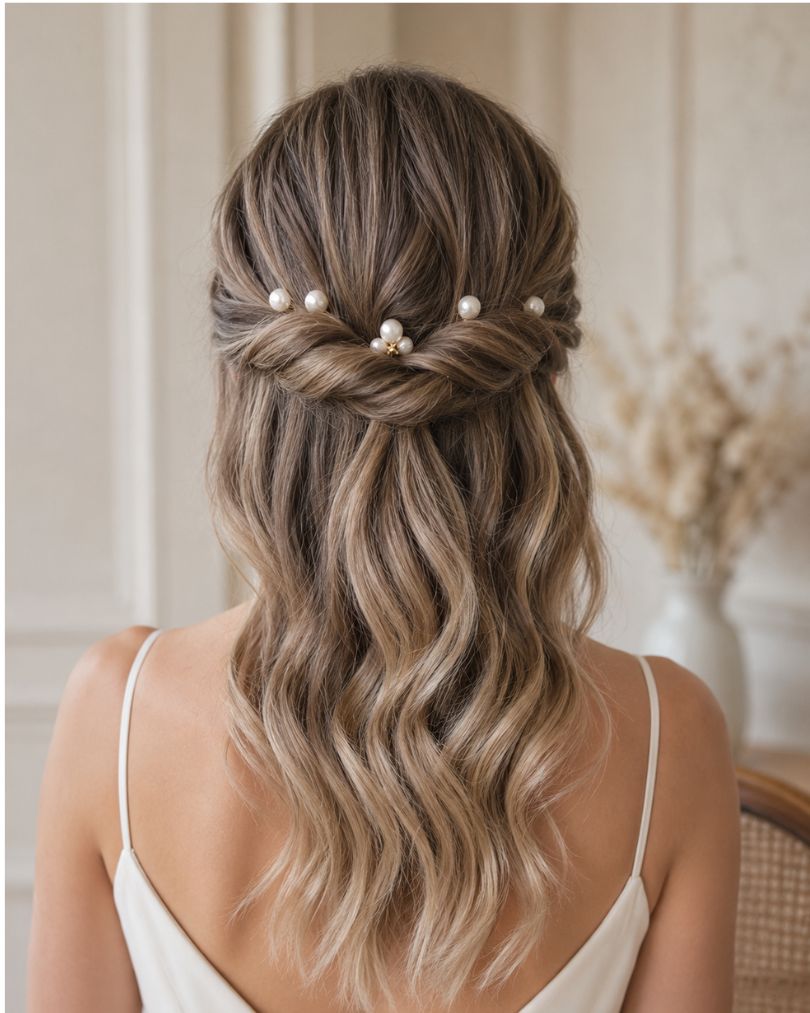coiffure mariée avec pics à chignon en perle