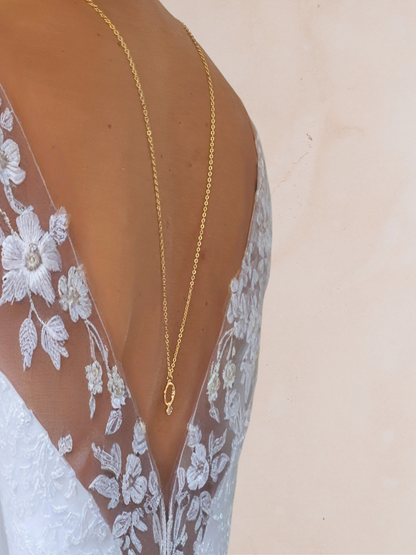 collier de dos mariage cercle et zircon grand dos nu