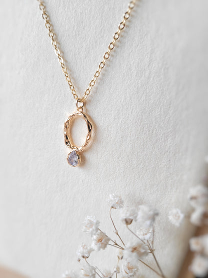 collier délicat et chic cercle en laiton et zircon 