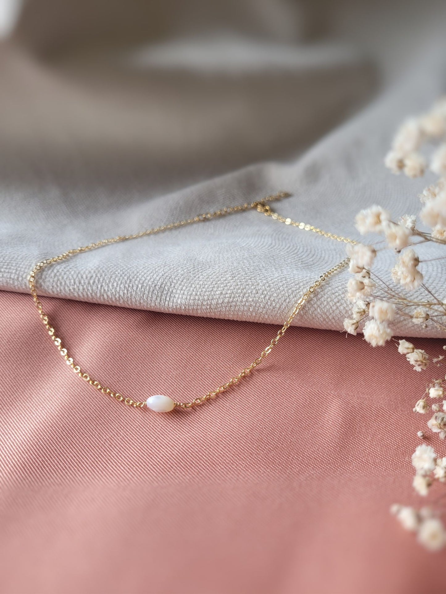 collier perle solitaier en nacre naturelle mariage