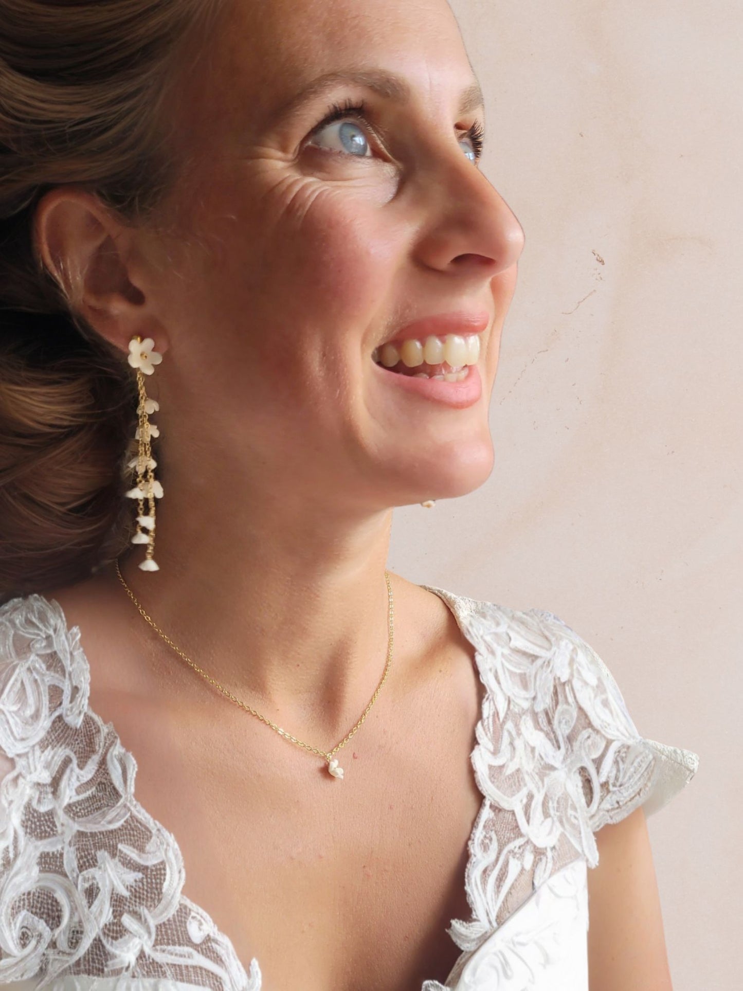 parure bijoux mariage fleur en porcelaine