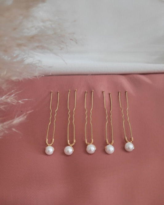 Lot 5 pics à chignon perles mariage - PERLA