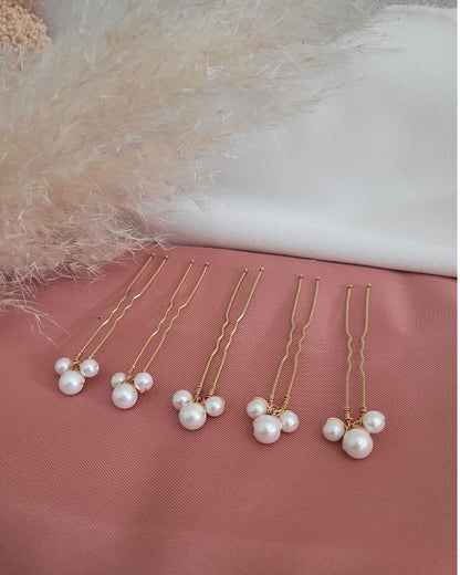 Lot de trois épingles à cheveux pour mariée avec perles nacrées – accessoire de coiffure mariage élégant