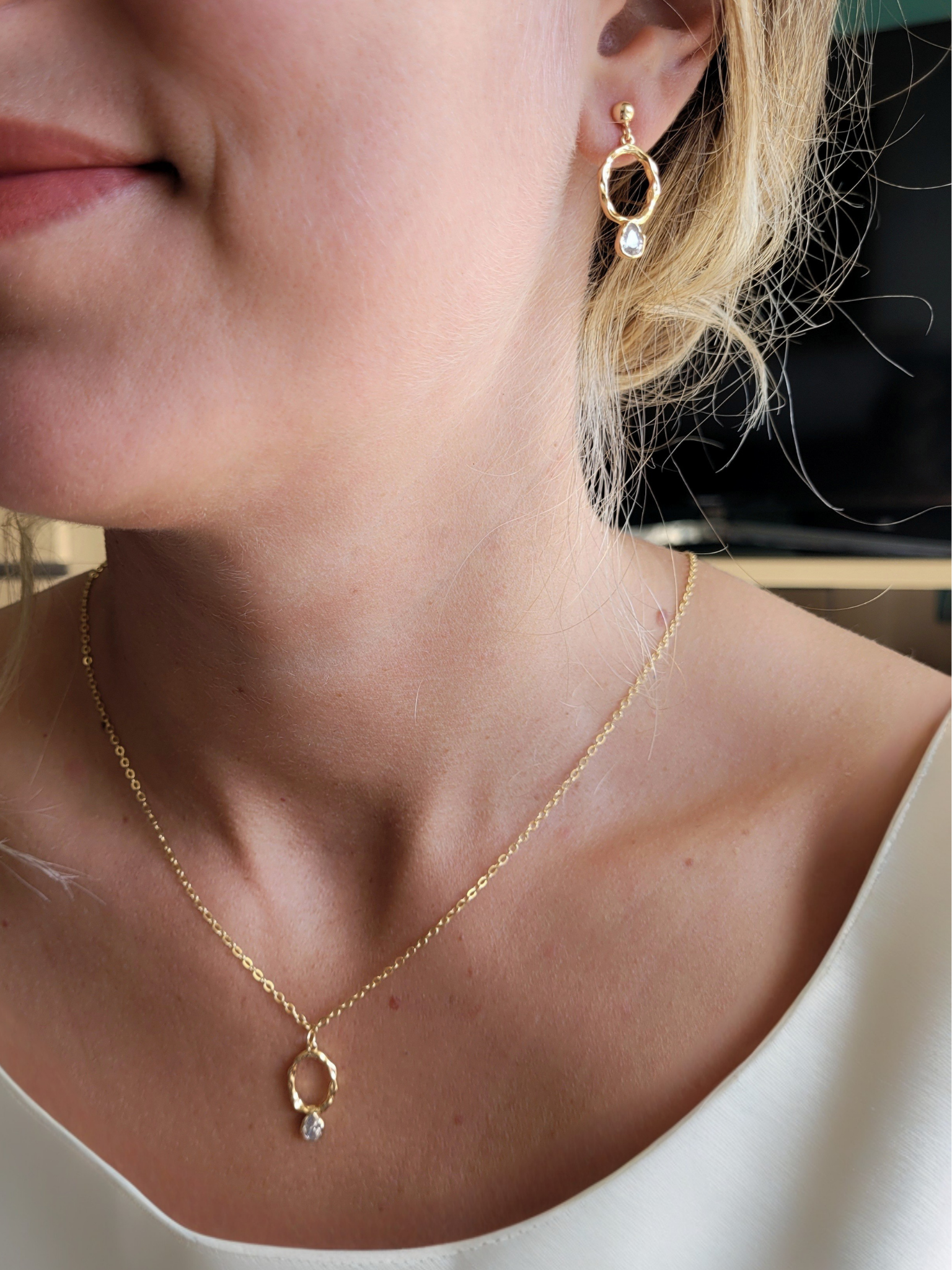 parure bijoux or et zircon 