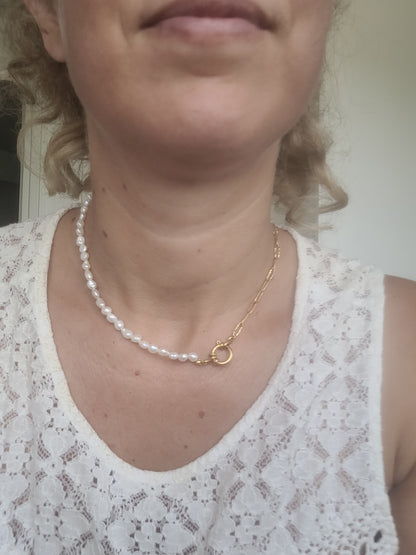 Collier perle d'eau douce et pendentif