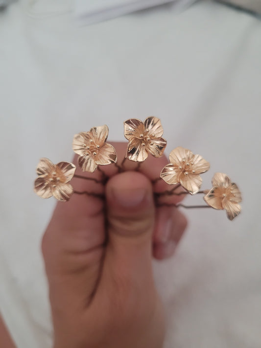 Pics à cheveux fleur dorée MIA