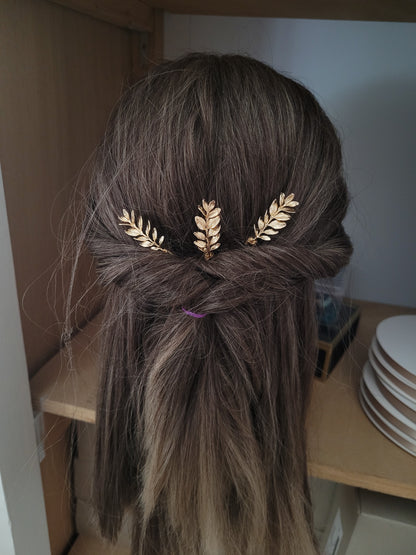 Lot de 3 pics à cheveux mariée brins d'olivier - OLIVIA